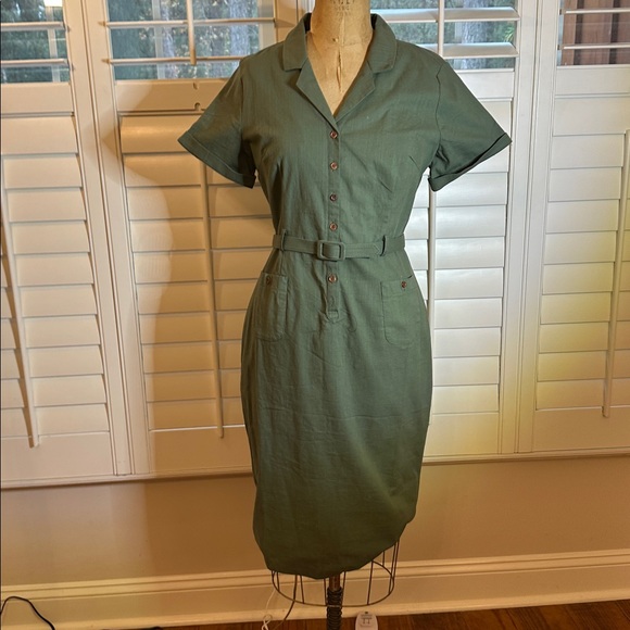 Collectif Vintage Classic Green Dress - Picture 2 of 6